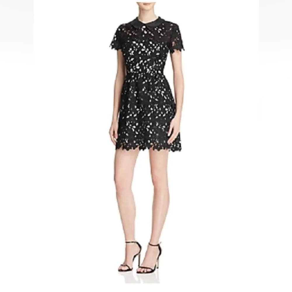 Aqua collared lace overlay wedding guest dress Black Medium